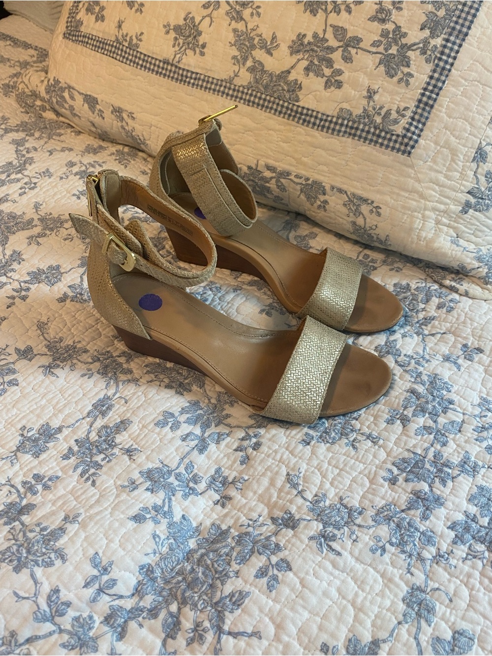 UGG Char Metallic Wedge Sandal Size 8